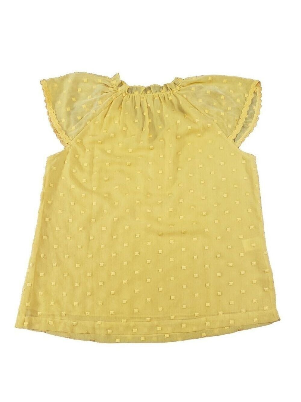 Daniel Rainn Yellow Swiss Dot Blouse PM Ruffle Sleeve Boho Top - Picture 4 of 11